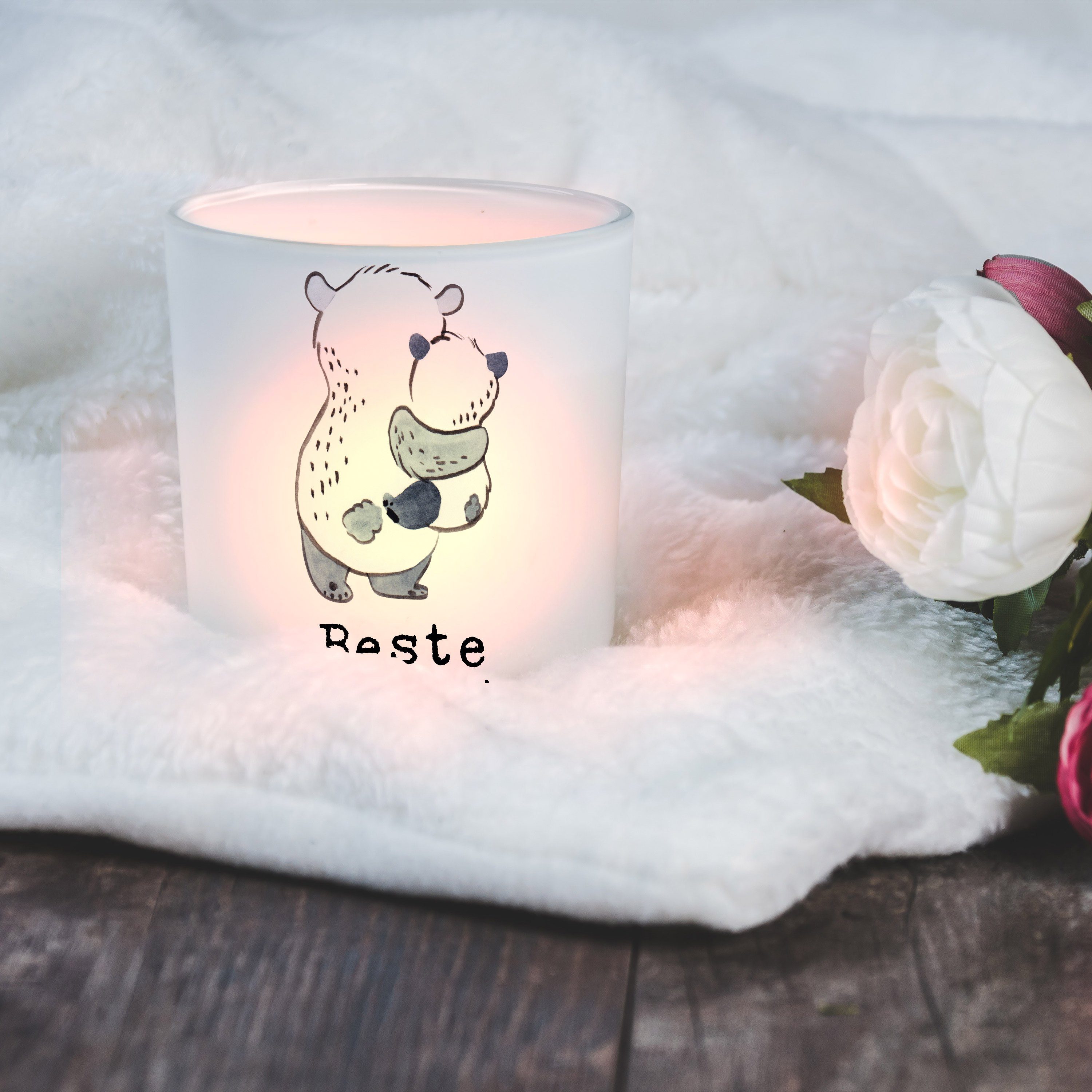 Mr. & Mrs. Panda Windlicht Transparent Welt der Kerzenlic Beste - Panda - Geschenk, St) Pflegeeltern (1