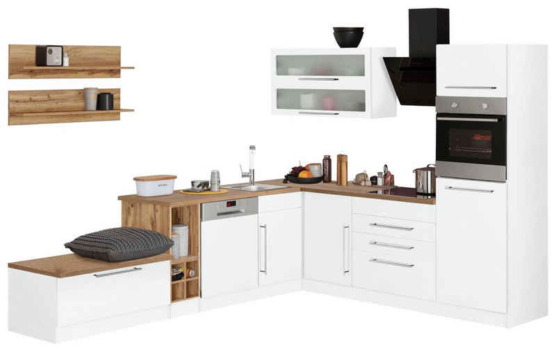 Kochstation Winkelküche KS-Samos, ohne E-Geräte, Stellbreite 300 x 250 cm