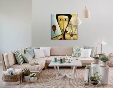 KUNSTLOFT Gemälde Amorous Walk 80x80 cm, Leinwandbild 100% HANDGEMALT Wandbild Wohnzimmer