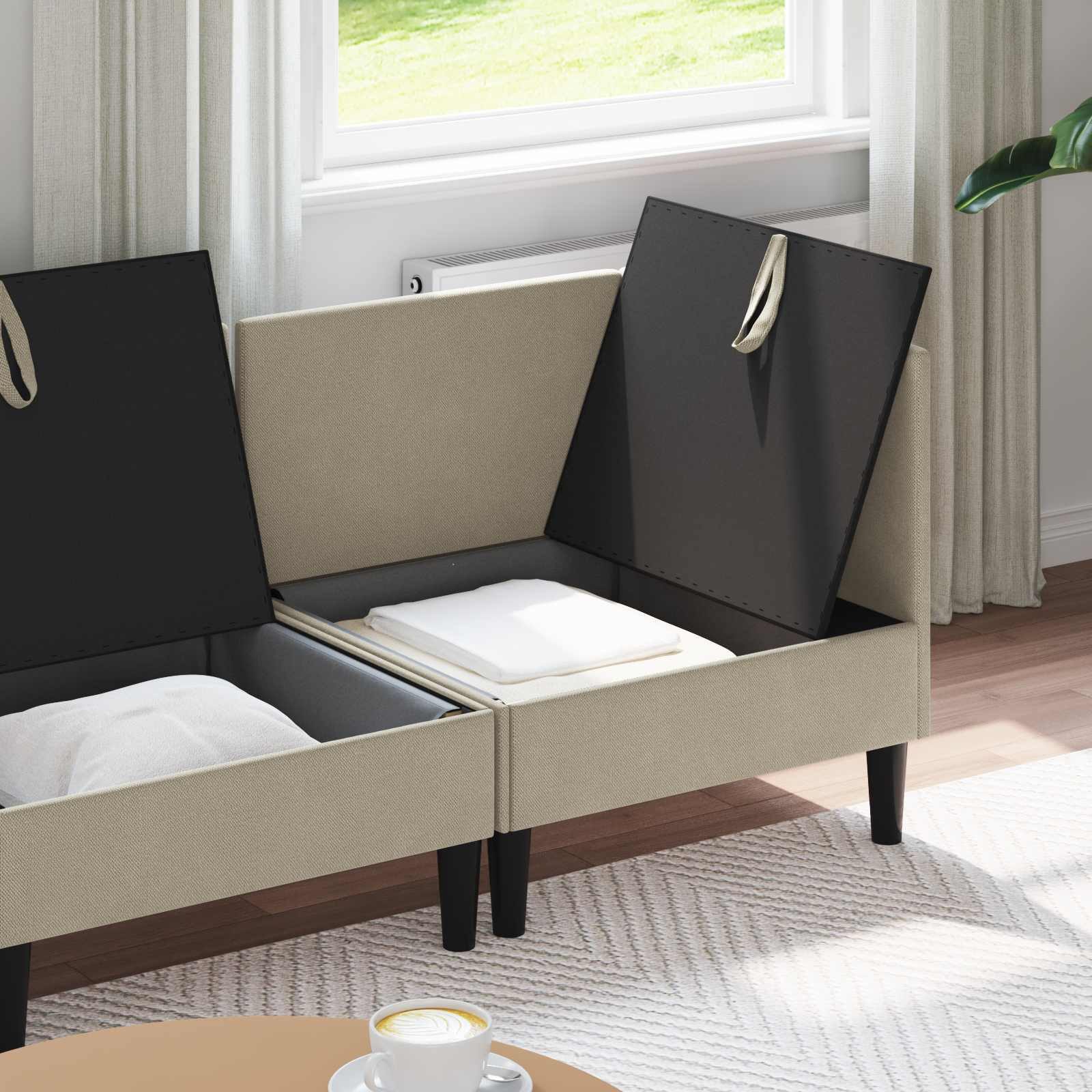 vidaXL Sofa Wohnzimmergarnitur 3 Stk. Sand Stoff, 3 Teile