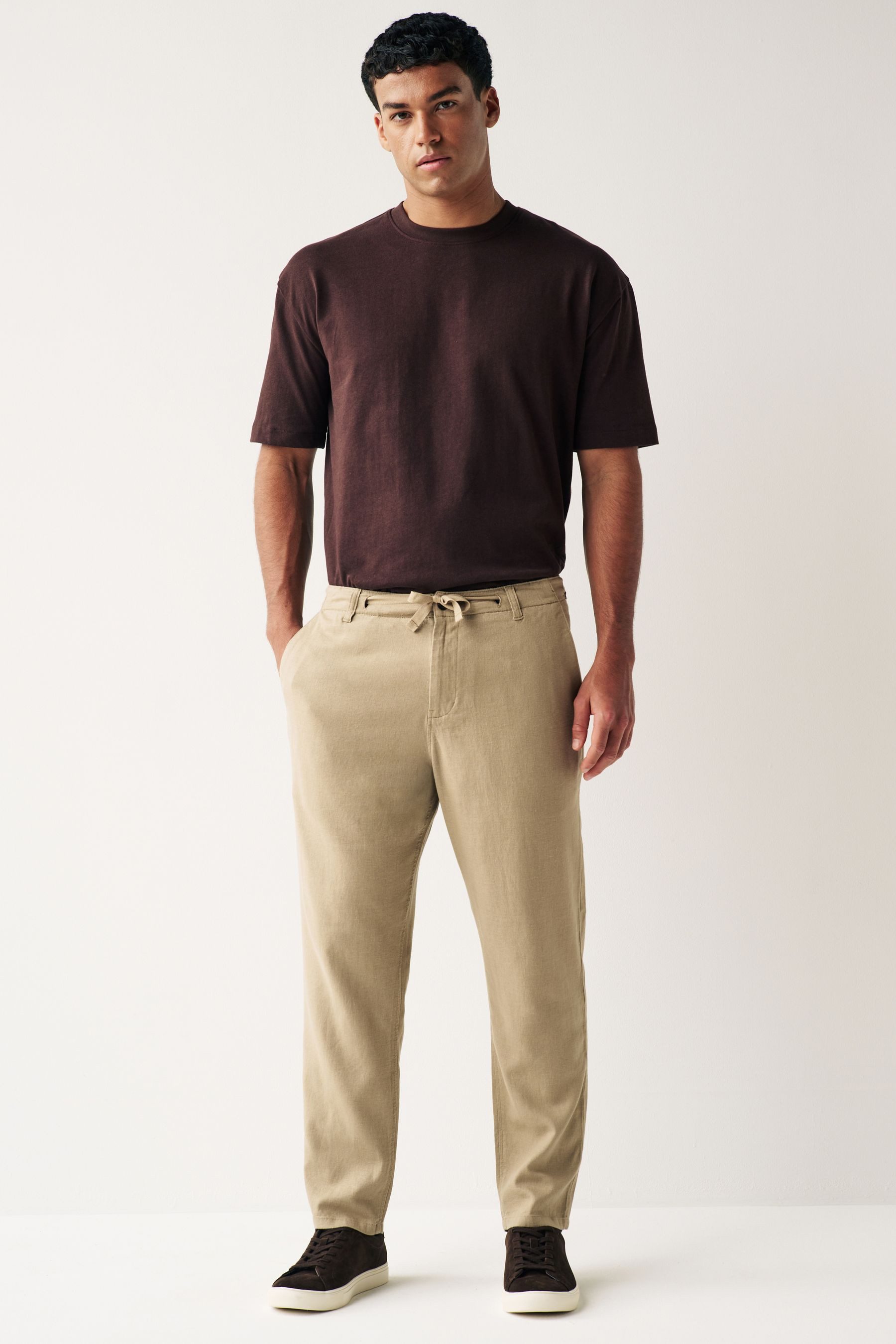Next Stoffhose Hose mit Kordelzug aus Leinenmischung (1-tlg)