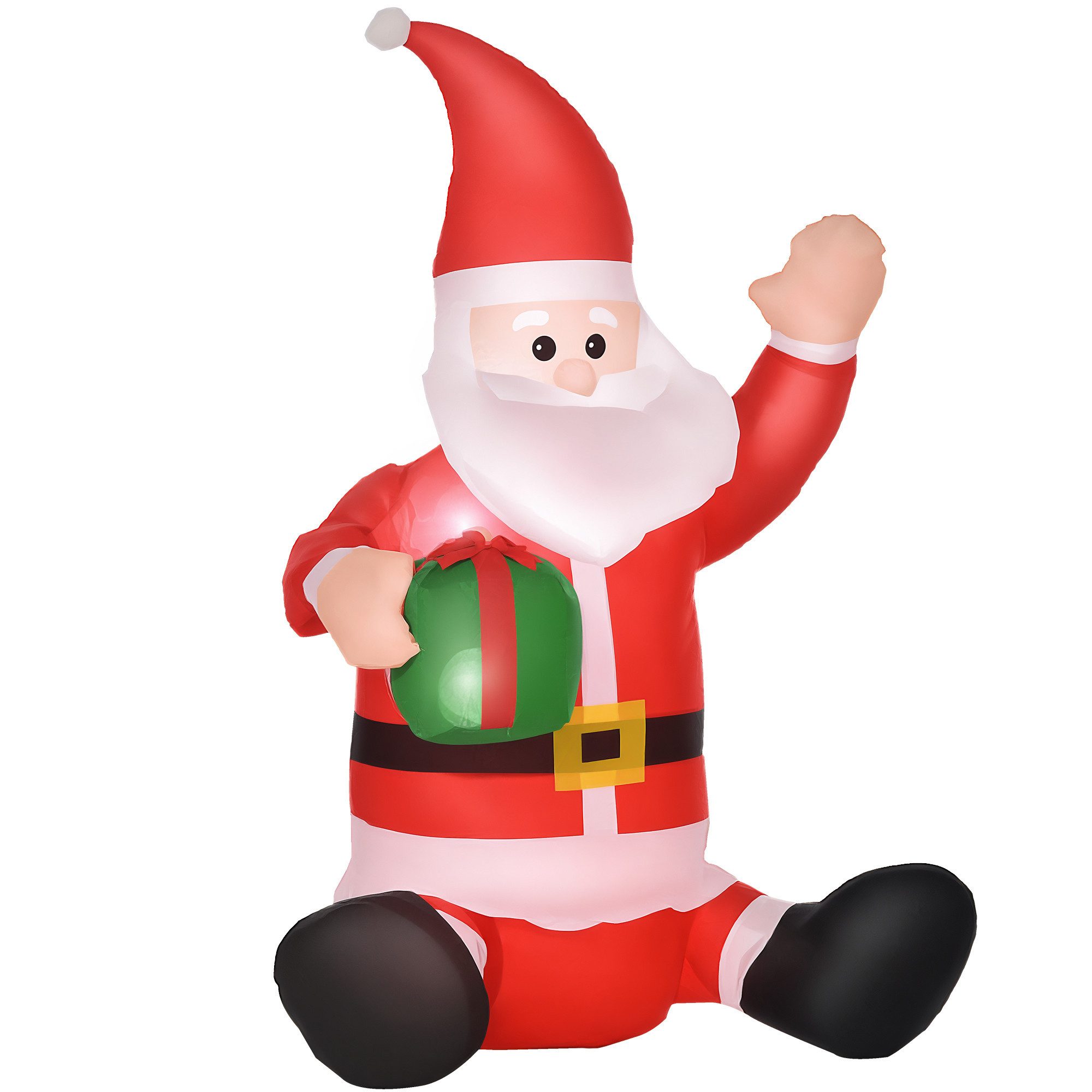 HOMCOM Weihnachtsfigur Weihnachtsdekoration LED mit Geschenk (weihnachten aufblasbarer Weihnachtsmann, 1 St., Selbstaufblasbarer Weihnachtsmann), Rot 70 x 50 x 120 cm