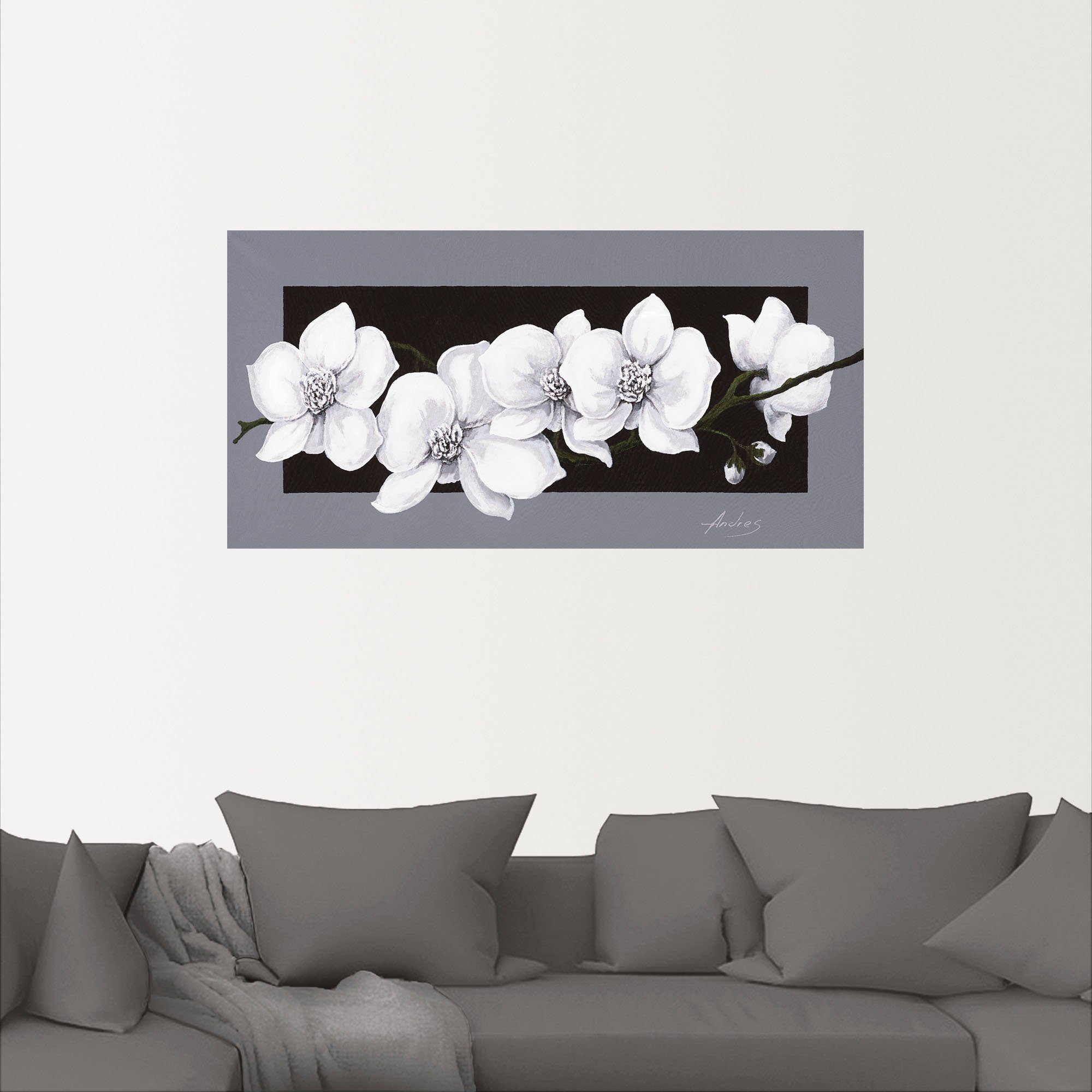 grau, versch. oder Orchideen als Blumen Wandbild Leinwandbild, (1 Größen Wandaufkleber Alubild, St), auf Artland Poster in Weiße