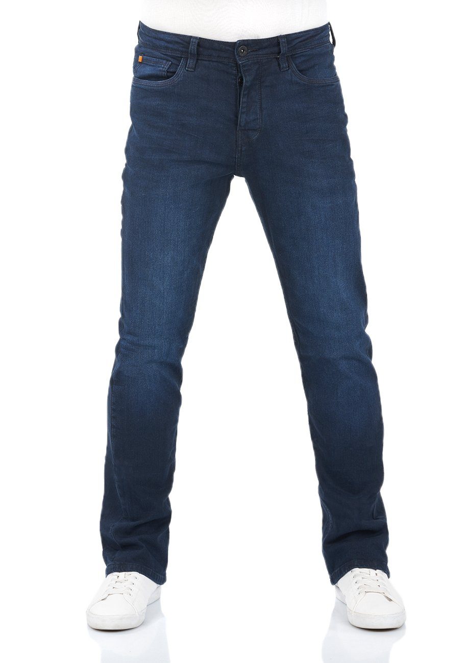 RIVFalko Denim mit Boot Herren Dark Blue Denim Fit Bootcut-Jeans Hose riverso (D233) Jeanshose Stretch Cut