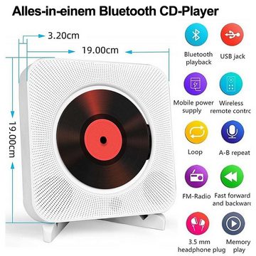 Jioson Tragbarer CD-Player mit Bluetooth Desktop für zu Hause MP3-Player (CD-Player CD-Spieler, DVD-Spieler, FM-Radio, USB-Anschluss)