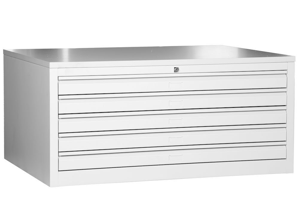 PROREGAL® Aktenschrank Flachablagenschrank Chinchilla, HxBxT105x140x95cm, 10 Grau Schubladen