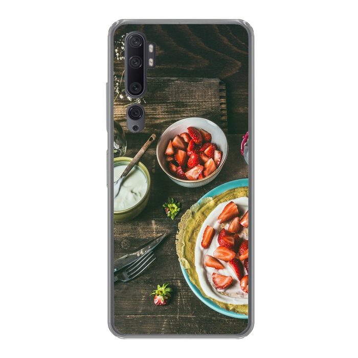 MuchoWow Handyhülle Erdbeere - Rustikal - Obst - Rustikale Blumen Phone Case Handyhülle Xiaomi Mi Note 10 Silikon Schutzhülle