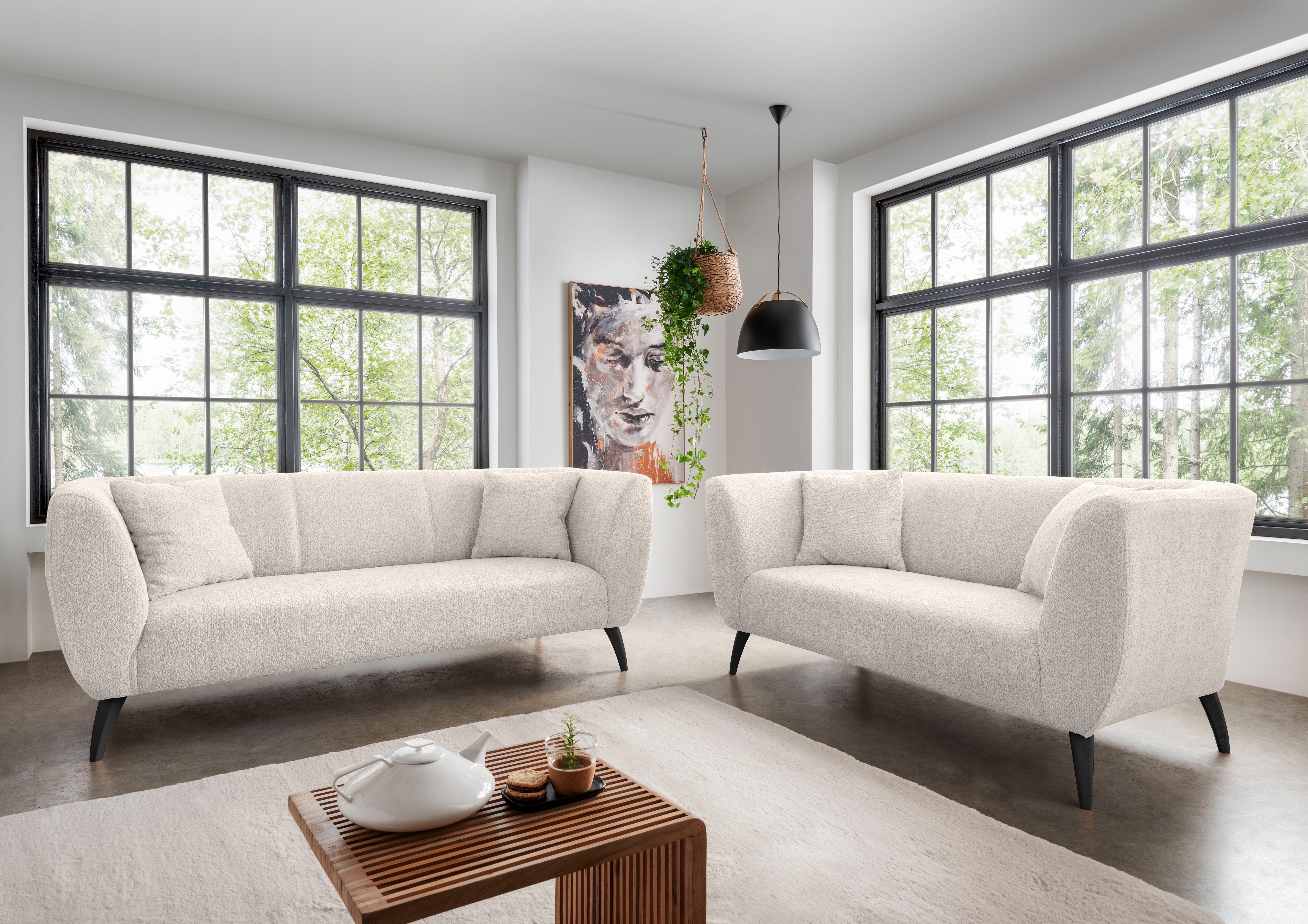 Home affaire Polstergarnitur Lazio modern und bequem, schmale Armlehnen, tolle Detailverarbeitung, (Set, 2-tlg., 3-Sitzer und 2-Sitzer), auch als Loveseat erhältlich