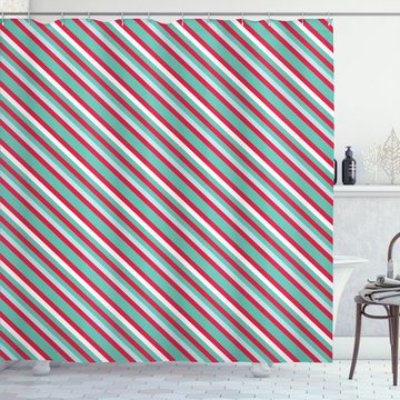 Abakuhaus Duschvorhang Moderner Digitaldruck mit 12 Haken auf Stoff Wasser Resistent Breite 175 cm, Höhe 180 cm, Streifen Weihnachten Vibe einfache Linien