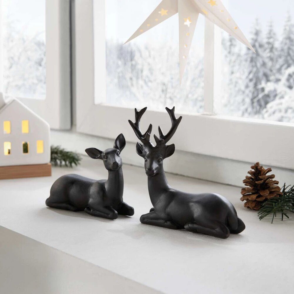 Home-trends24.de Dekofigur Hirsch Schwarz liegend Paar Tisch Deko Herbst We günstig online kaufen