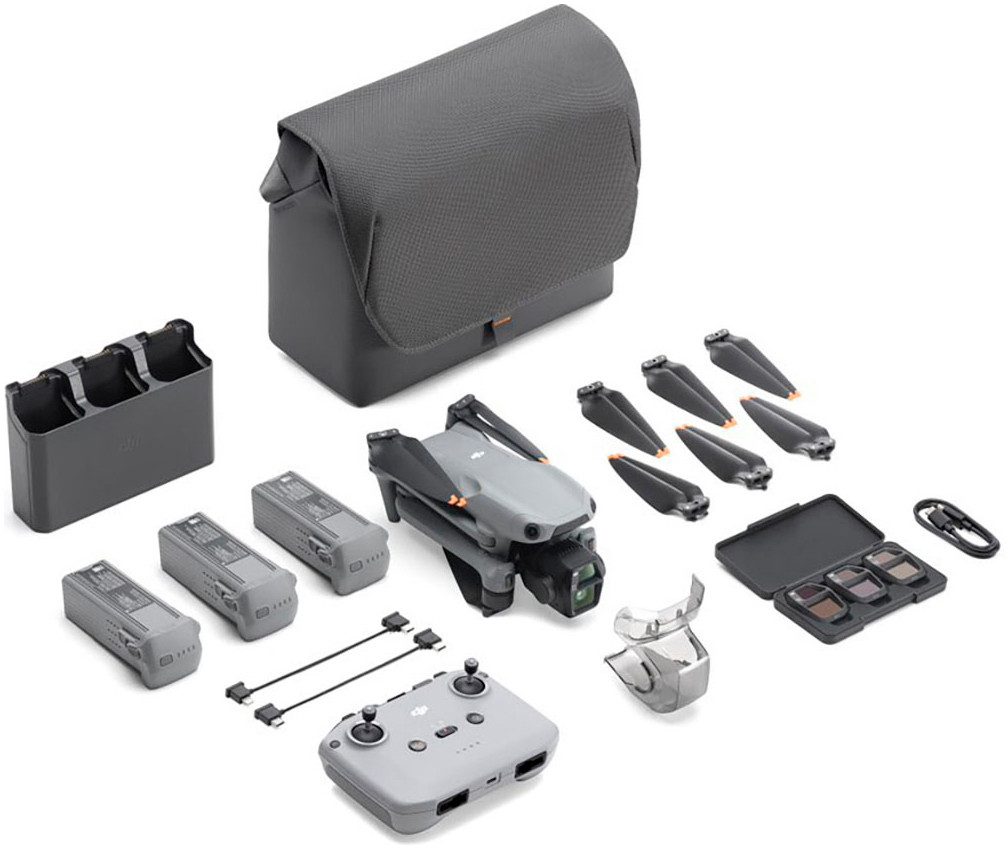 DJI Air 3S Fly More Combo (DJI RC-N3) Drohne (4K Ultra HD, DJI RC-N3 Fernsteuerung, 3 Akkus, Ladestation und Umhängetasche)