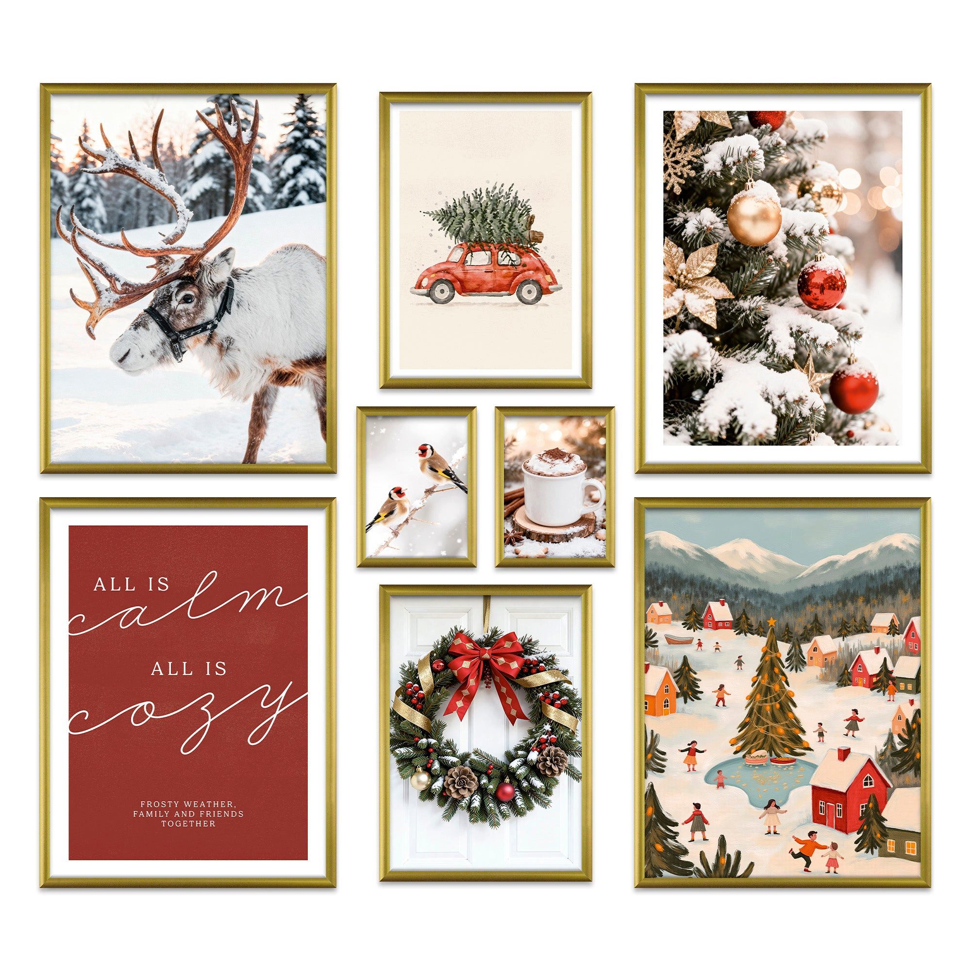 ARTFAVES Bilder-Collage Poster Set Christmas Holidays I mehrteilige Bilderwand I Wandbilder We, (Wandbilder modern, 8 St)
