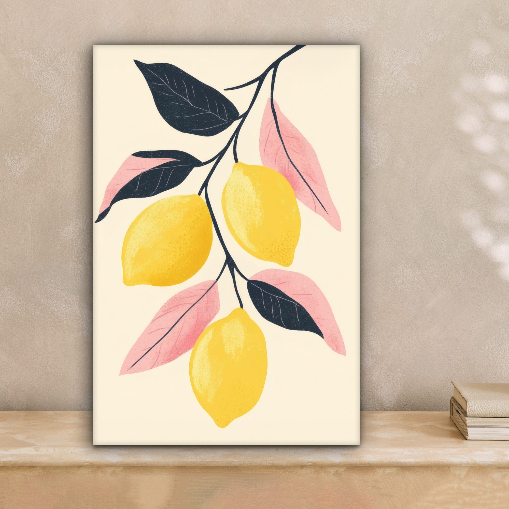 OneMillionCanvasses® Leinwandbild Zitronen - Leuchtend gelb - Zweig - Blätt günstig online kaufen