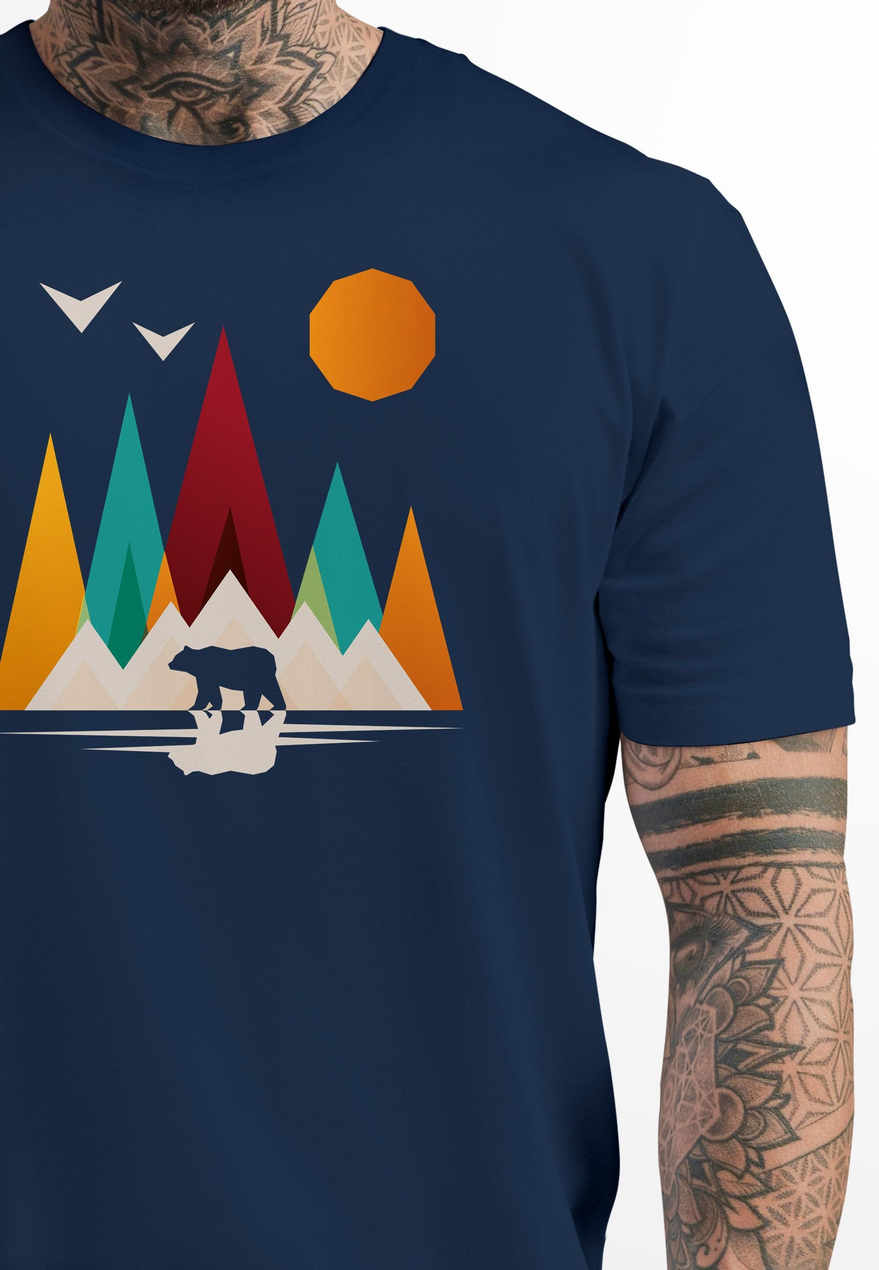 Neverless Print-Shirt Herren T-Shirt Berge Bär günstig online kaufen