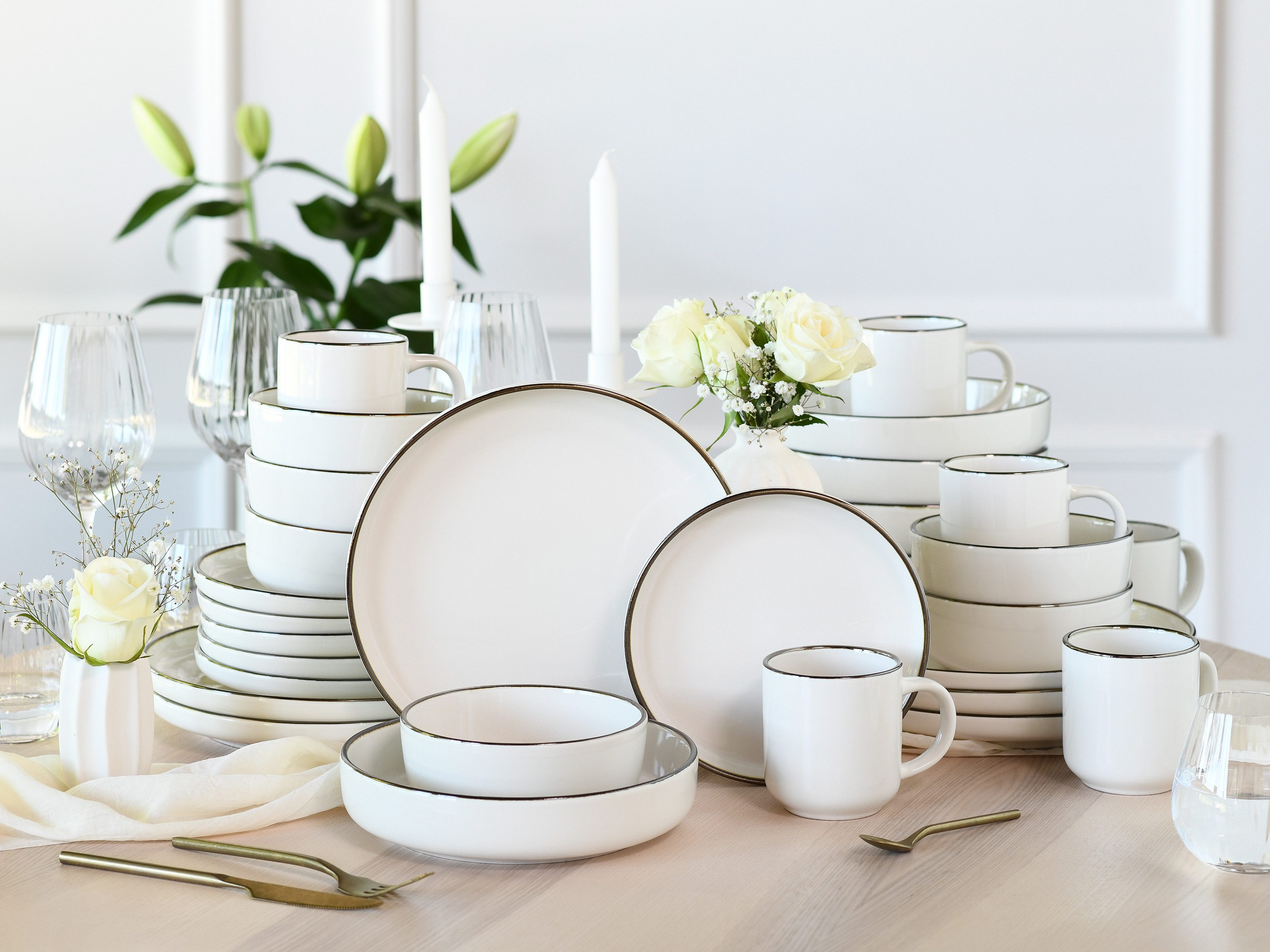 CreaTable Kombiservice Nordic Festive (30-tlg), 6 Personen, Steinzeug