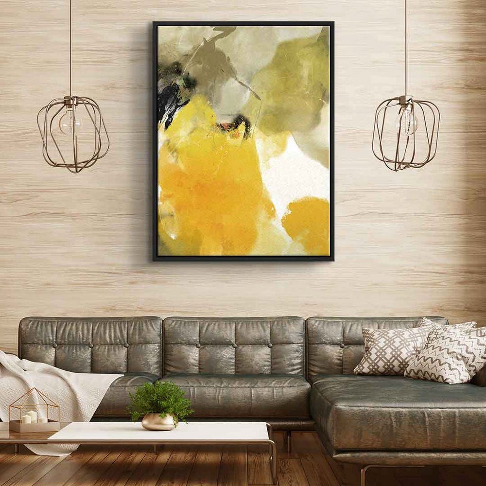 DOTCOMCANVAS® Leinwandbild Transparent, Leinwandbild gelb moderne abstrakte Kunst Druck Wandbild