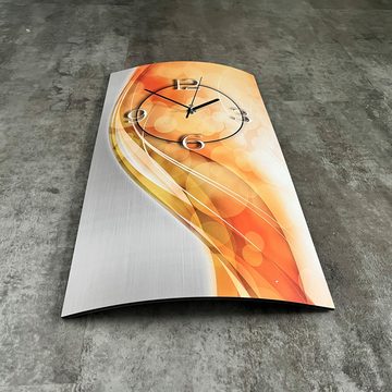 dixtime Wanduhr Abstrakt apricot hochkant Designer Wanduhr modernes Wanduhren Design (Einzigartige 3D-Optik aus 4mm Alu-Dibond)