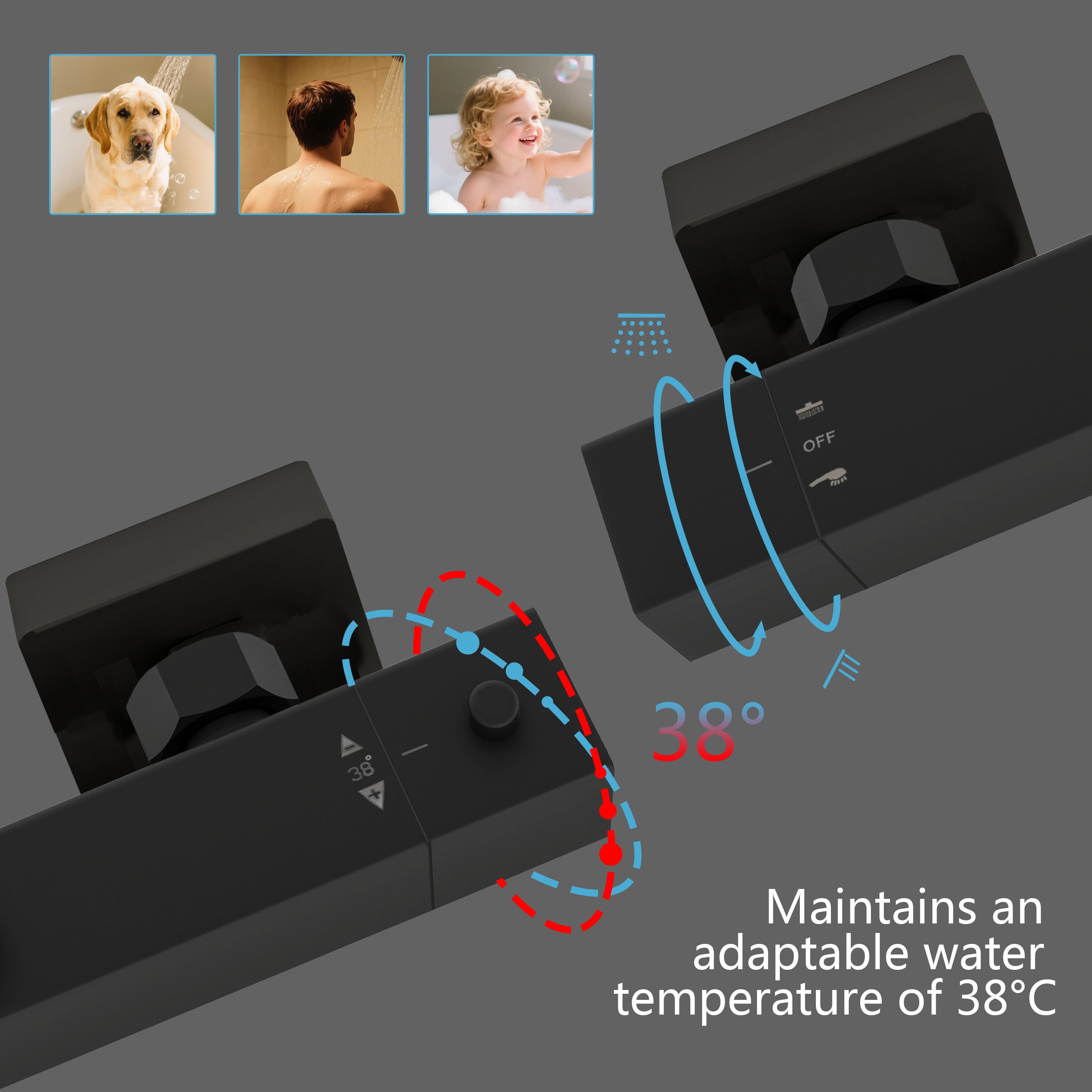 Aica Sanitär Duschsystem AICA 38°C Thermostat-Duschset mit Regendusche & Ha günstig online kaufen