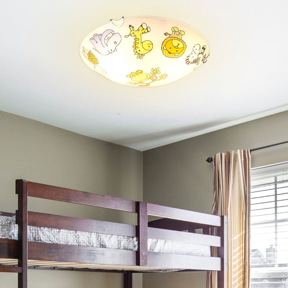 mit rund, Leuchtmittel Glas Kinderleuchte bunt nicht Kinderzimmerlampe Deckenlampe Glas inklusive, Dekolicht, etc-shop