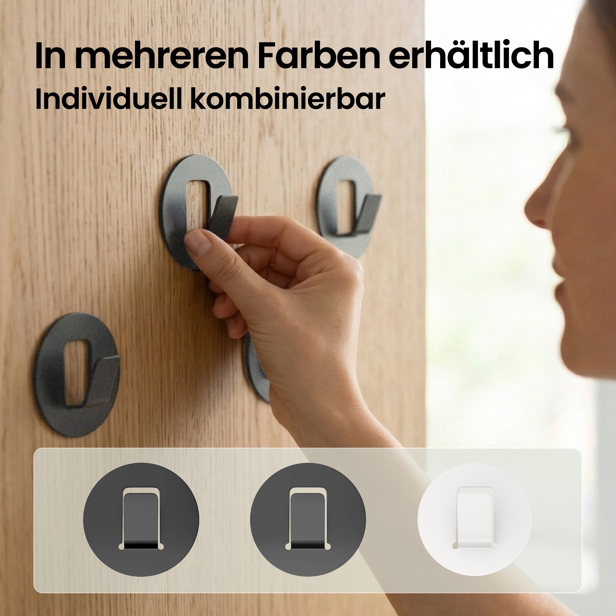 Mai & Mai Wandhaken Kleiderhaken Garderobenhaken 4 Stück ohne Bohren Alu Stalo-16, Flur, Schlafzimmer, Küche, Badezimmer, (4-St), Korrosions- und rostbeständig,Glatt und pflegeleicht