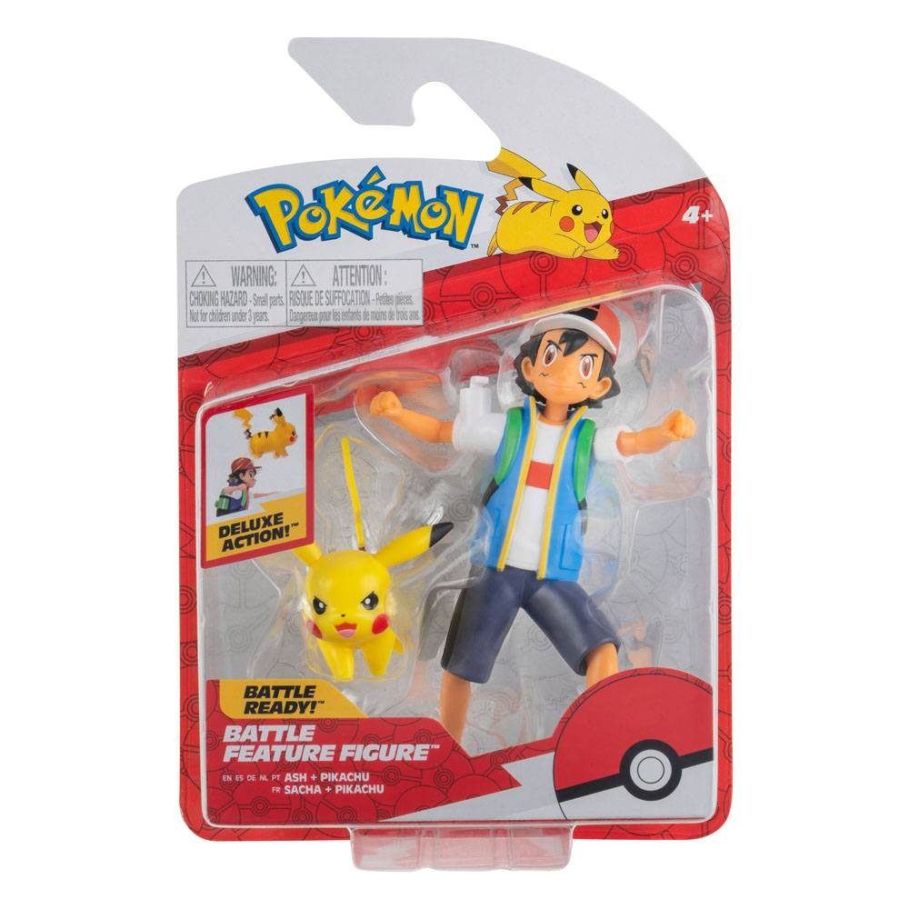 Jazwares Merchandise-Figur Pokémon Battle Feature Figuren Ash & Pikachu 11 cm