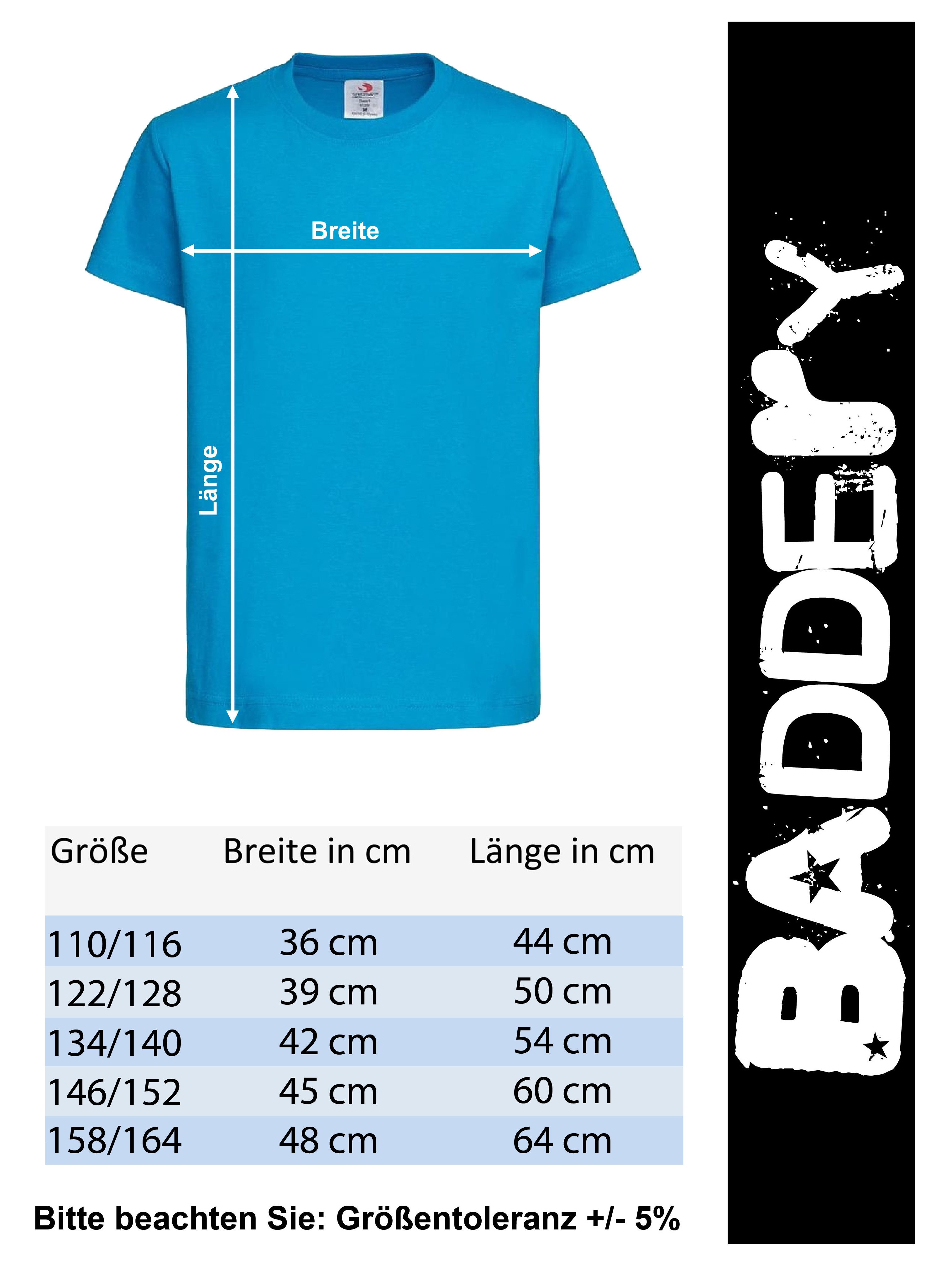 Baddery Print-Shirt Kinder T-Shirt: "Dino Dawn" - T-Rex Tyrannosaurus Dino Dinosaurier, hochwertiger Siebdruck, aus Baumwolle – Bild 3 von 3