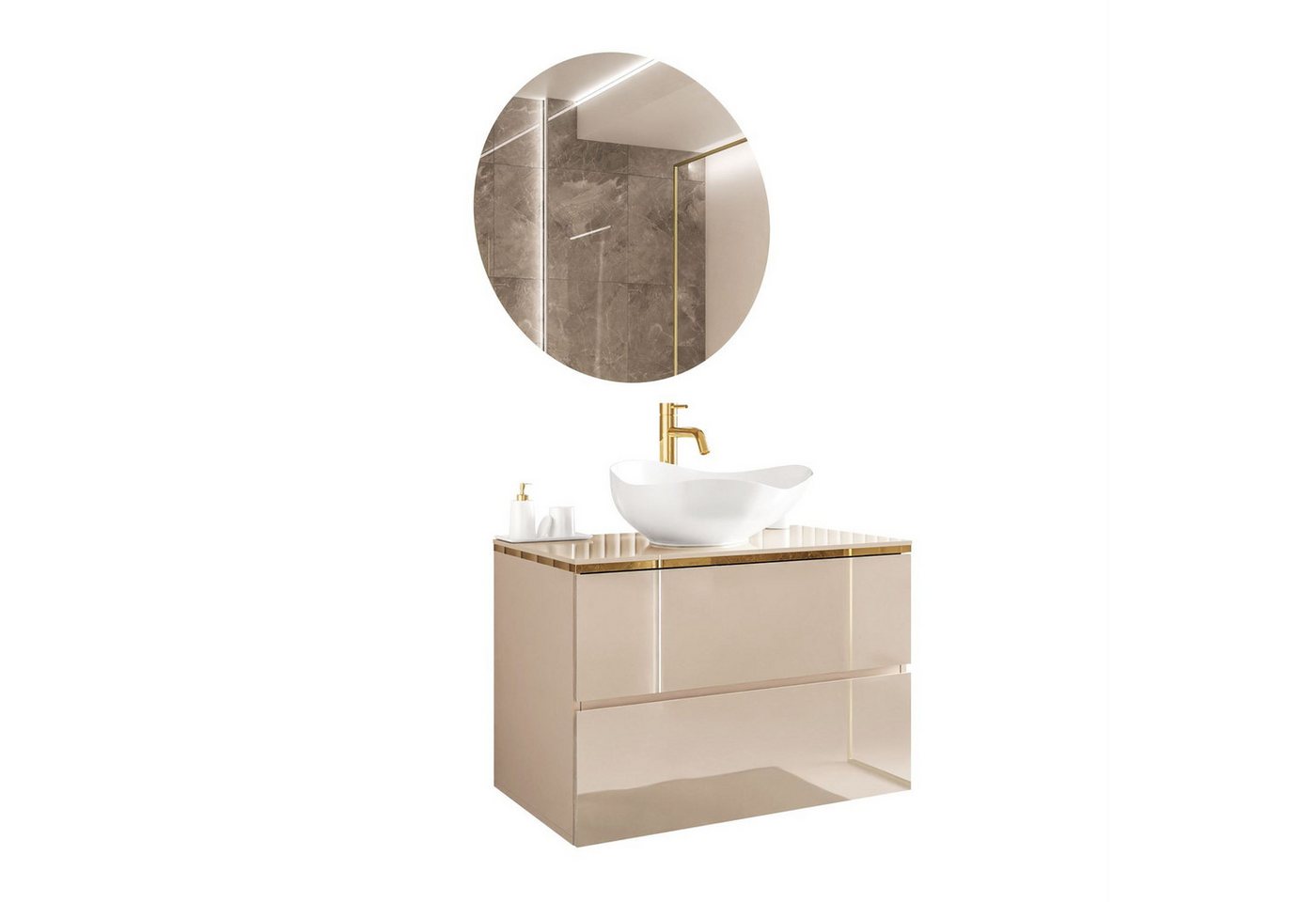 Lookway Badmöbel-Set AURORA KASCHMIR GOLD, 80x55x45 cm