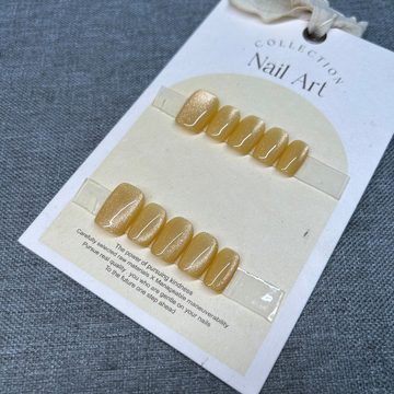 JOHNRAMBO Kunstfingernägel Künstliche Goldgelber Glitzer Nails Handgefertigte Fingernägel, 10 künstlichen