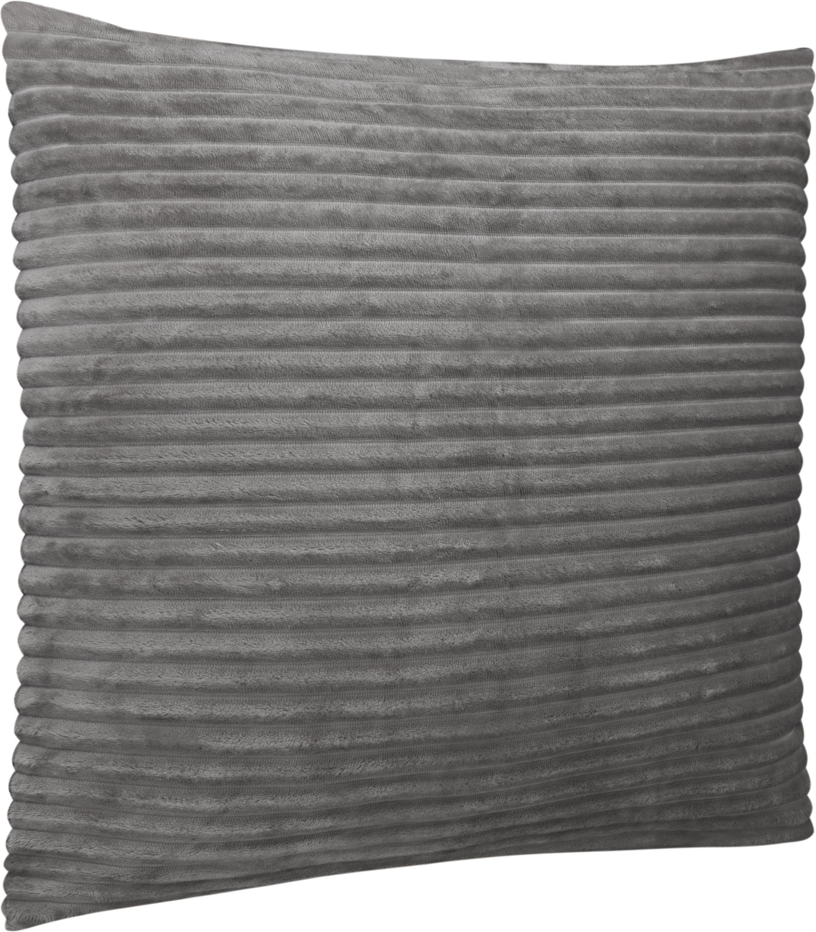 Dekokissen Kissenbezüge 45 aus Aspero Samtoptik aus x 45 2 cm, in Material hautsymphatischem Streifen-Flanell Dunkelgrau Dekokissen