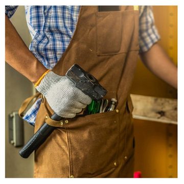 yozhiqu Schweißerschürze Tischlerschürze, robuste Werkzeugschürze aus Segeltuch mit Taschen, Für Frauen Männer Zimmermann Mechaniker Messermacher geeignet