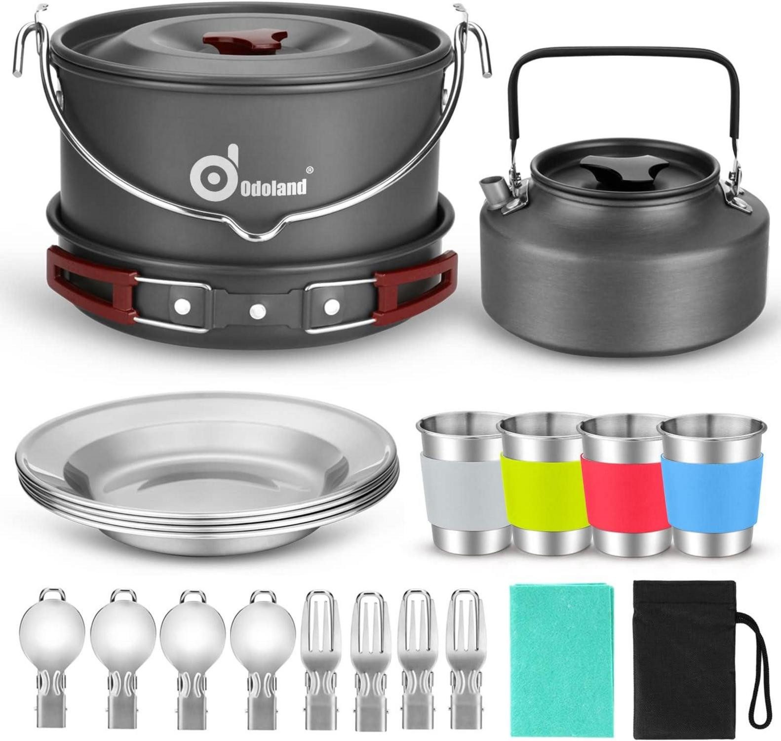 Campingstuhl Camping Geschirr Set Edelstahl Outdoor Kochen 4 Personen