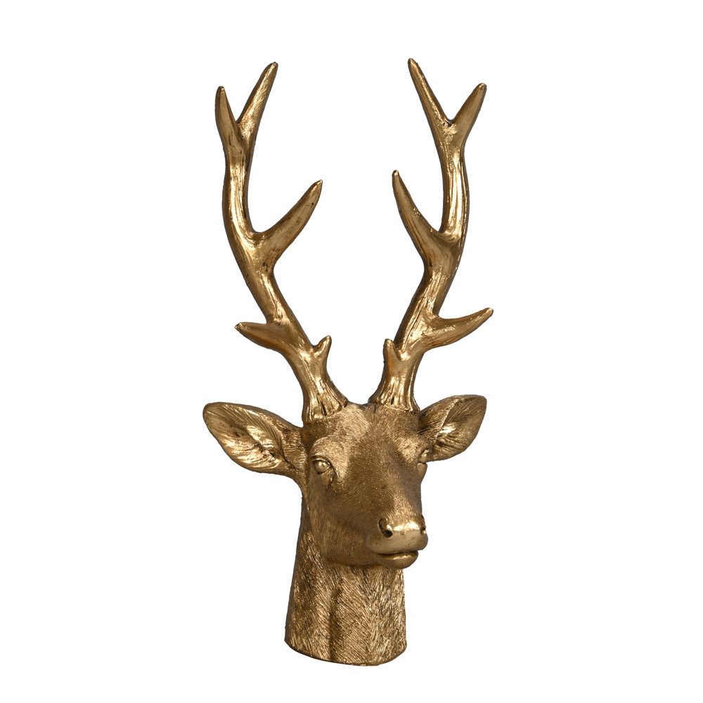 Posiwio Dekoobjekt Hirsch THEO gold Hirschkopf H27cm Hirschfigur Deko Weihnachten (ohne, ohne)