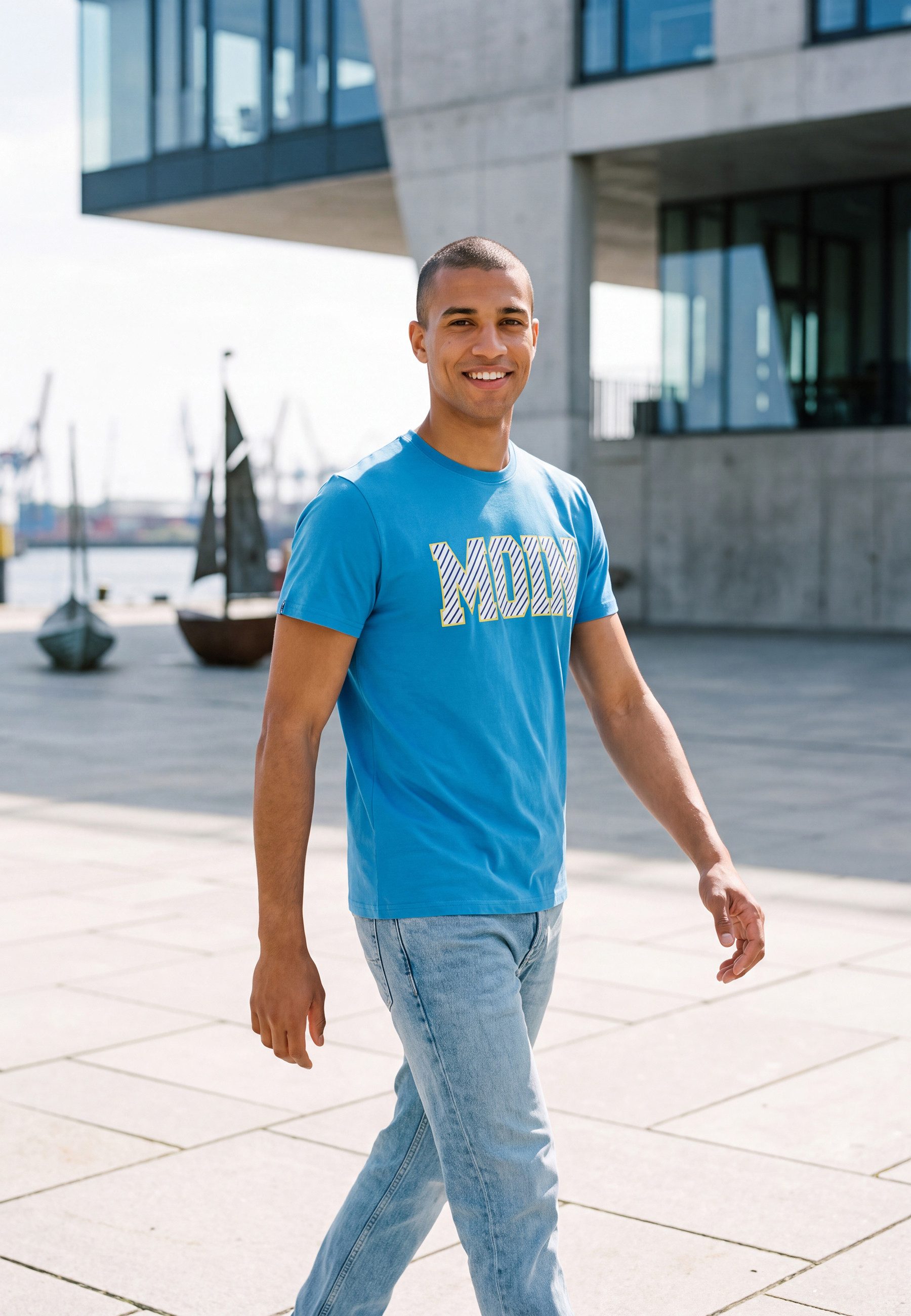 salzhaut T-Shirt Diek - Moin Stripes Herren normale Passform salzhaut T-Shirt – bequeme Qualität und nordisch klares Design