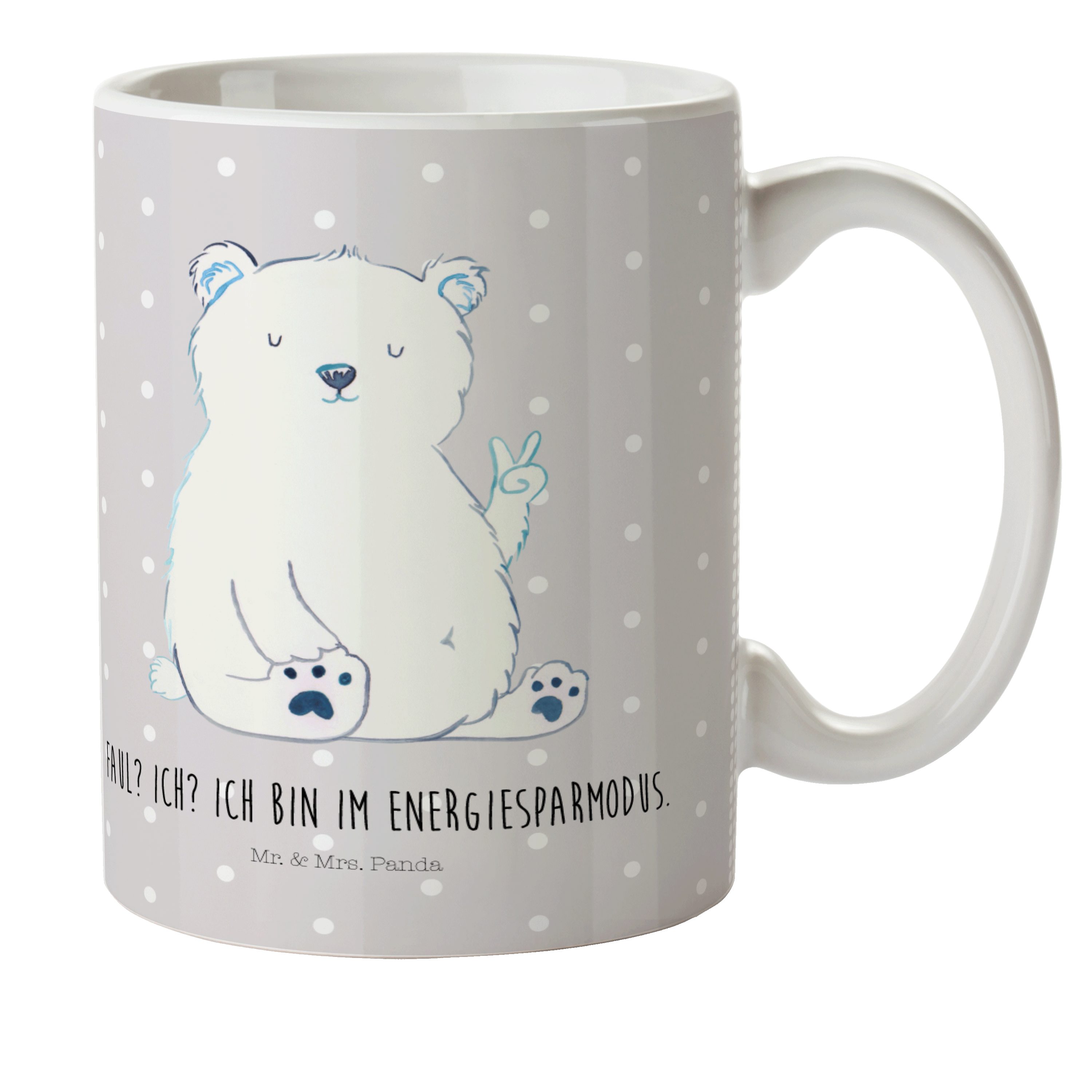 Mrs. Kunststoff Panda Faul Tasse, Mr. - Kindergartenbecher, & Eisbär Pastell Grau - Geschenk, Bür, Kinderbecher