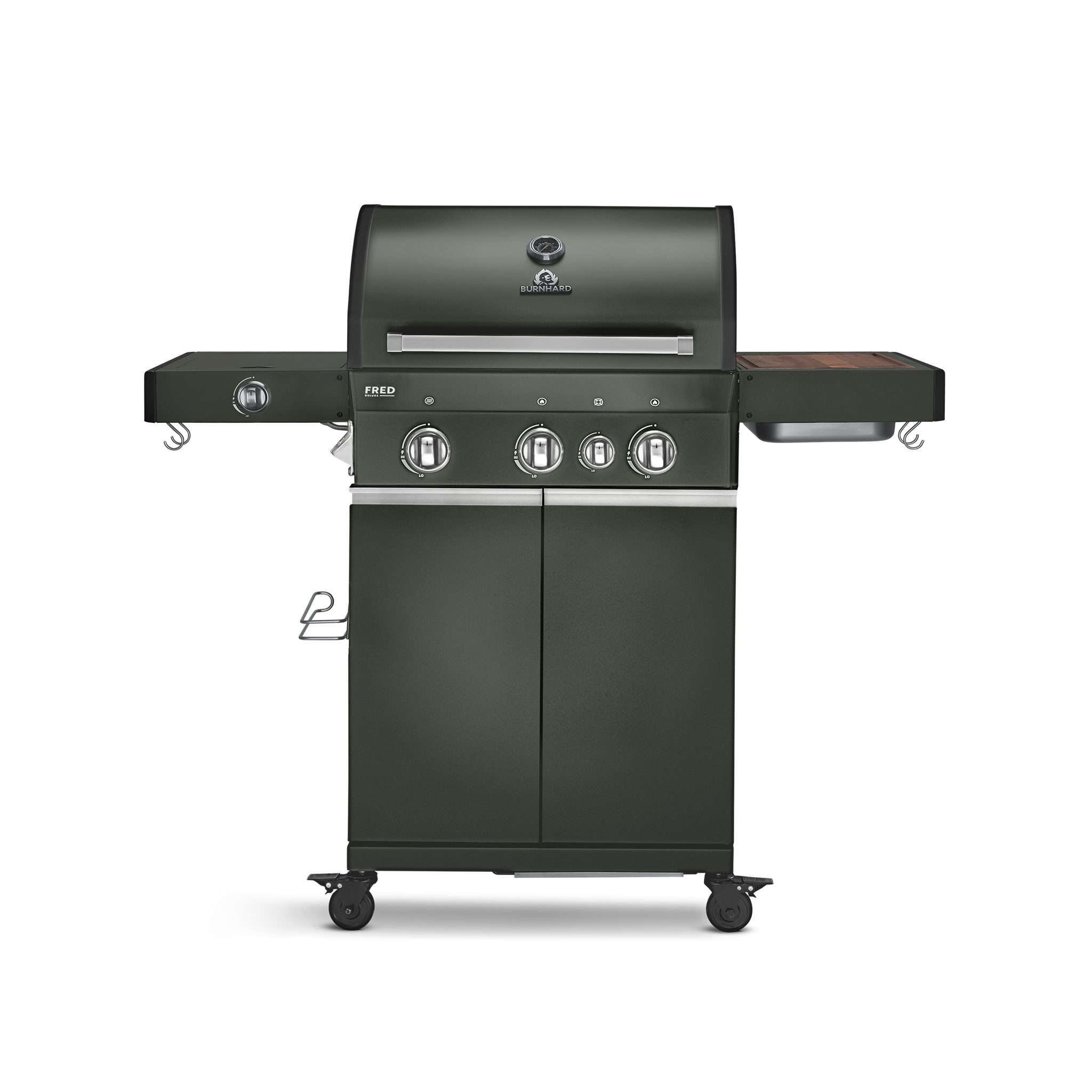 BURNHARD Gasgrill Fred, 3-Brenner Gasgrill, 900 Grad Infrarot-Keramikbrenner, 2022er Version, Gasgrill 3 Brenner mit Wendeplatte und UV-beständiger Abdeckhaube