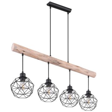 etc-shop LED Pendelleuchte, Leuchtmittel inklusive, Warmweiß, Vintage Pendel Decken Lampe Holz Balken Gitter Hänge Lampe schwarz im