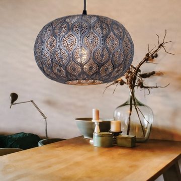 Globo Kugelleuchte, Leuchtmittel nicht inklusive, Hängeleuchte Pendelleuchte orientalisch Esszimmerlampe silber metallic