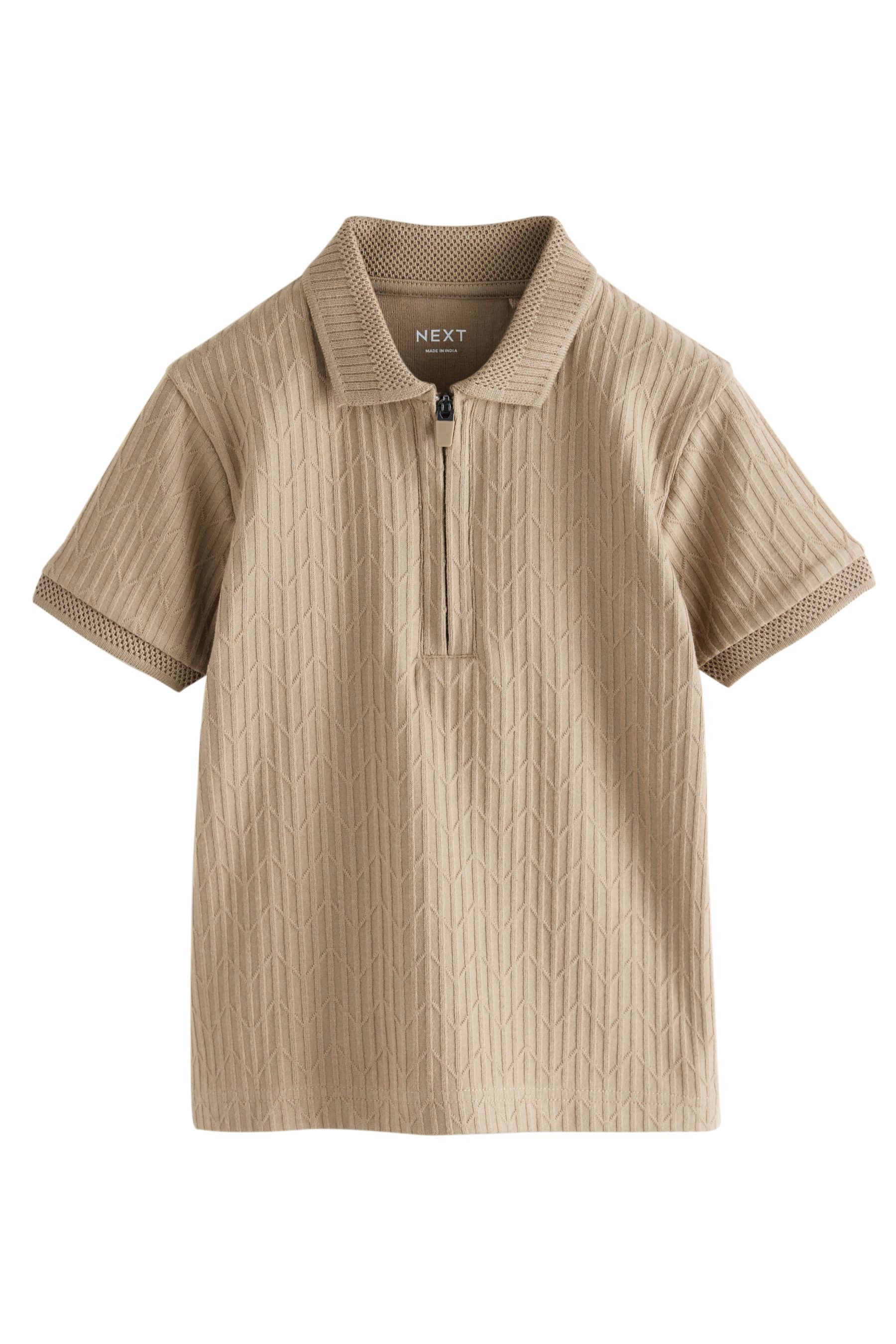 Next Poloshirt Kurzärmeliges Polohemd mit Struktur (1-tlg)