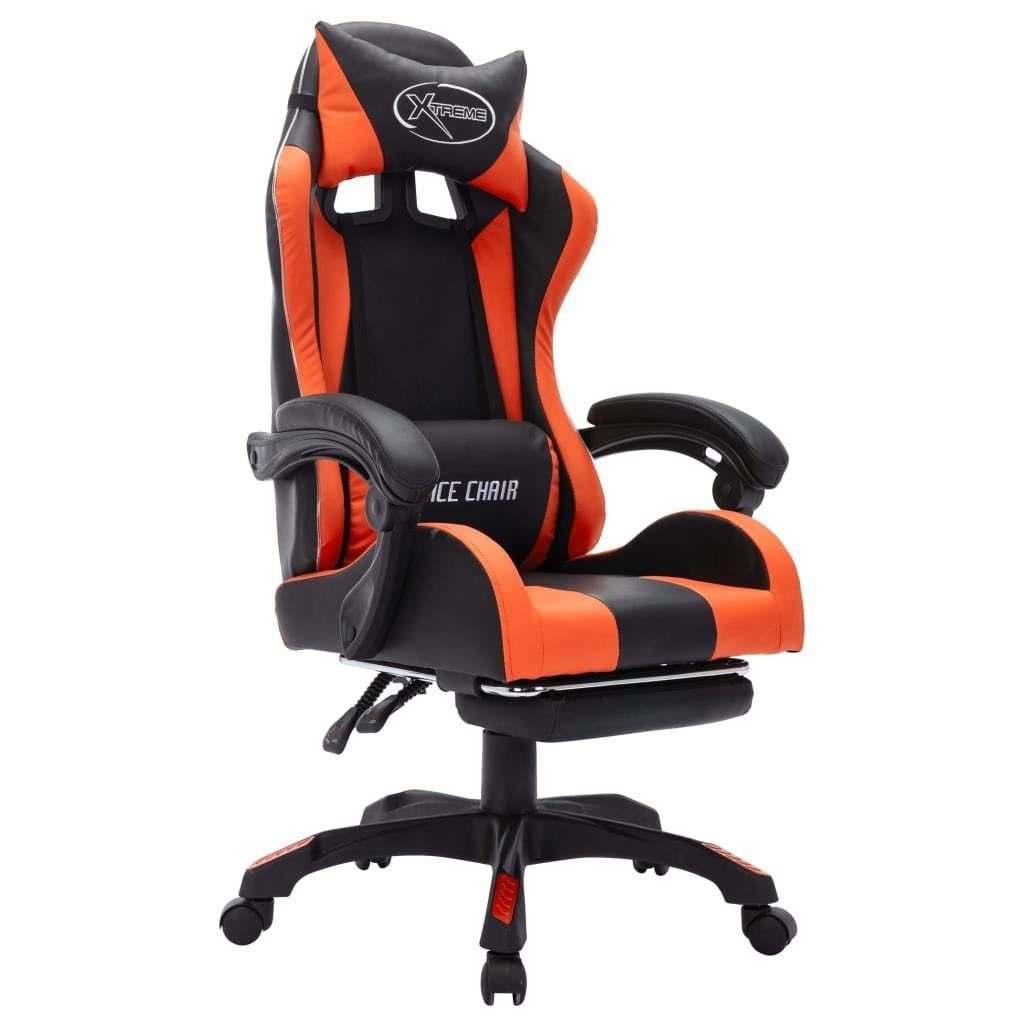 Kunstleder Schwarz Orange Orange | St) Orange Bürostuhl mit vidaXL RGB (1 und Schwarz und LED-Leuchten Gaming-Stuhl und Schwarz