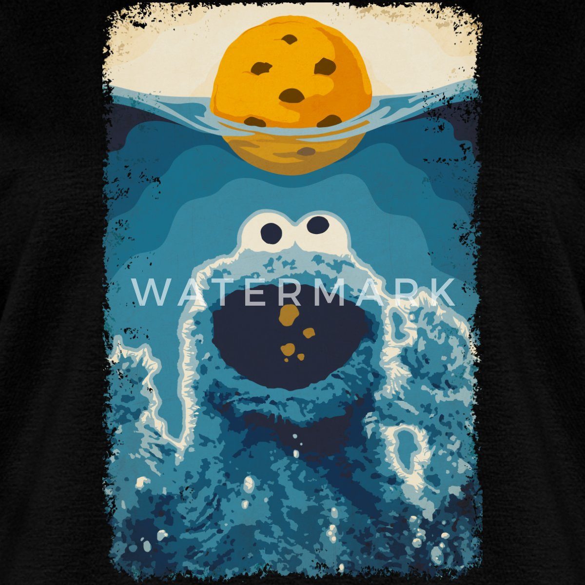 Spreadshirt T-Shirt Sesamstraße Krümelmonster Hai Frauen Premium T-Shirt (1-tlg)