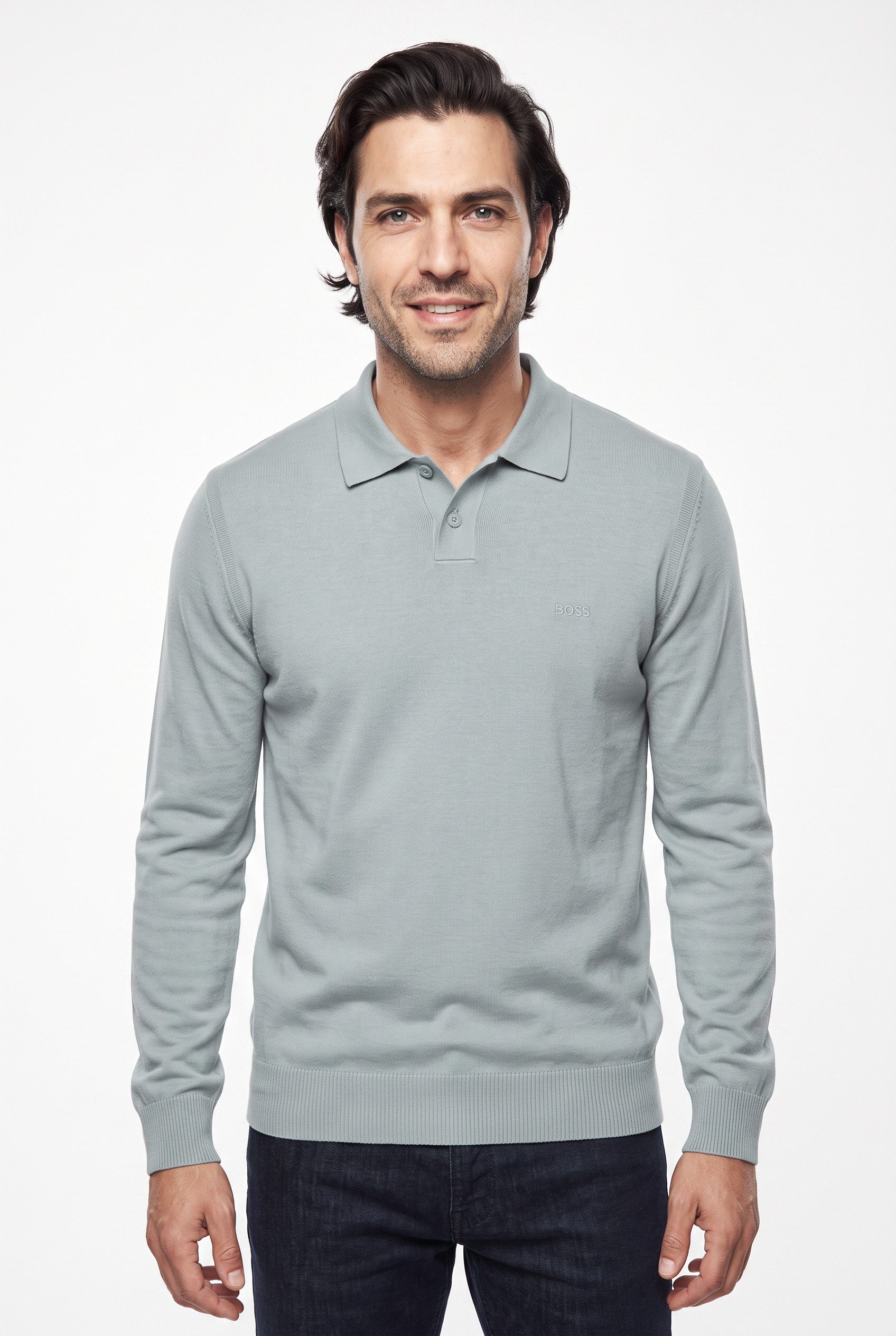 BOSS ORANGE Polokragenpullover Asac Cotton Wool mit Logo-Stickerei