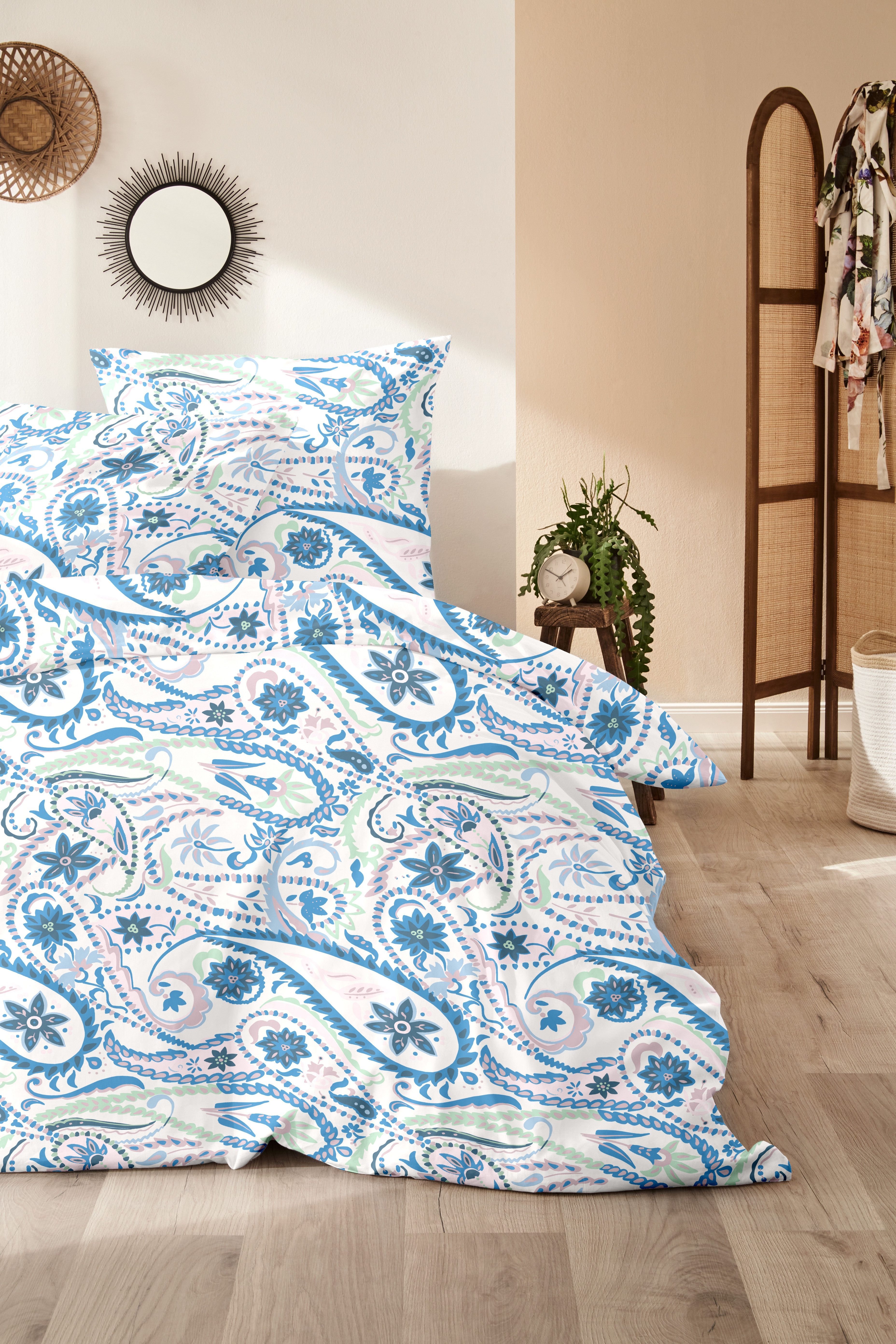 Primera Bettwäsche Mako-Satin-Bettwäsche Pastel Paisley, Mako-Satin, günstig online kaufen