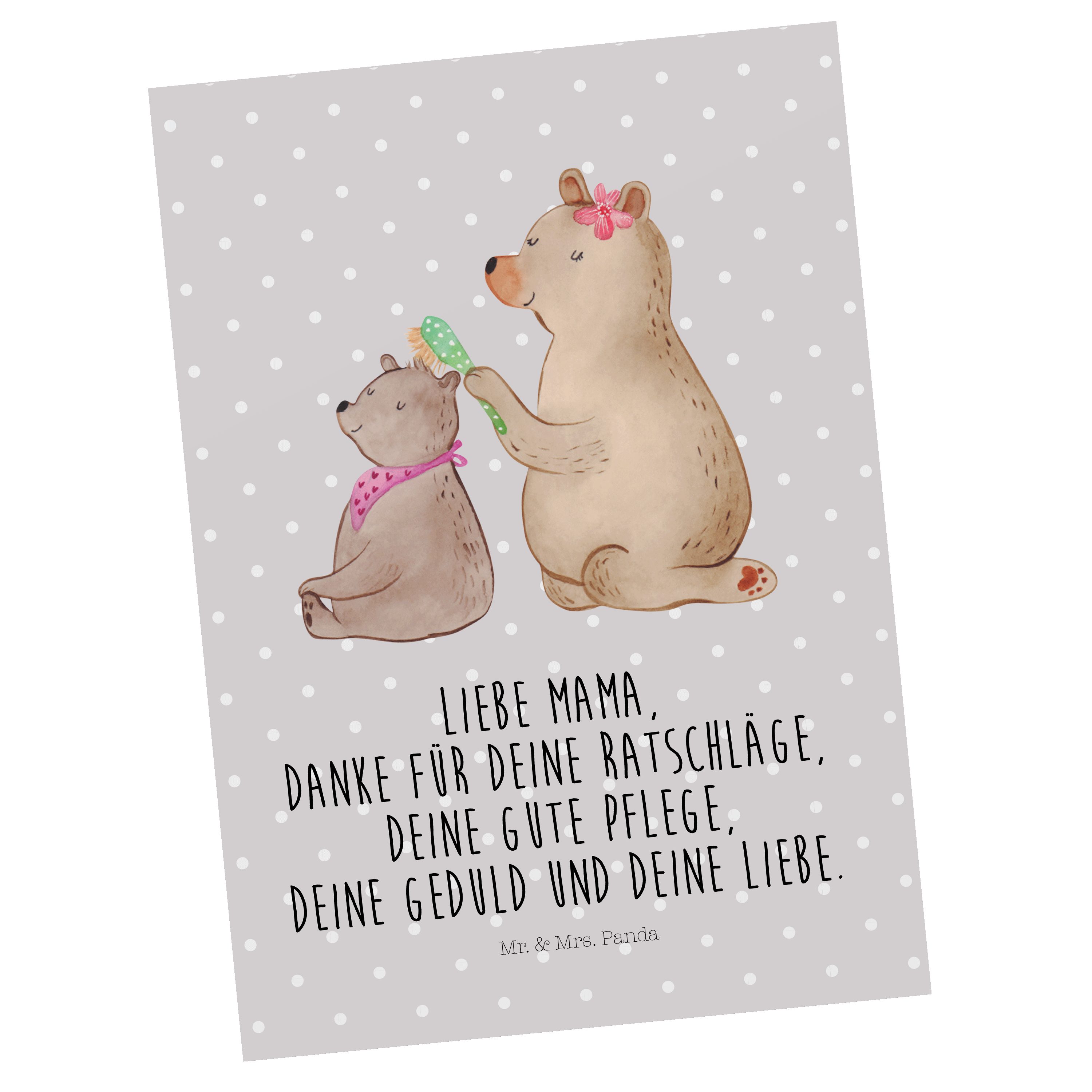 Mr. & Mrs. Panda Postkarte Bär mit Kind - Grau Pastell - Geschenk, Familie, Einladungskarte, Ges | Grußkarten