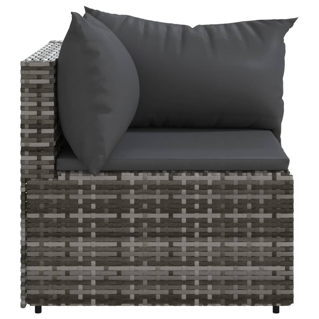 vidaXL Loungesofa Garten-Ecksofas Grau Kissen 1 Stk. und Grau mit Anthrazit 2 Rattan, Teile Poly