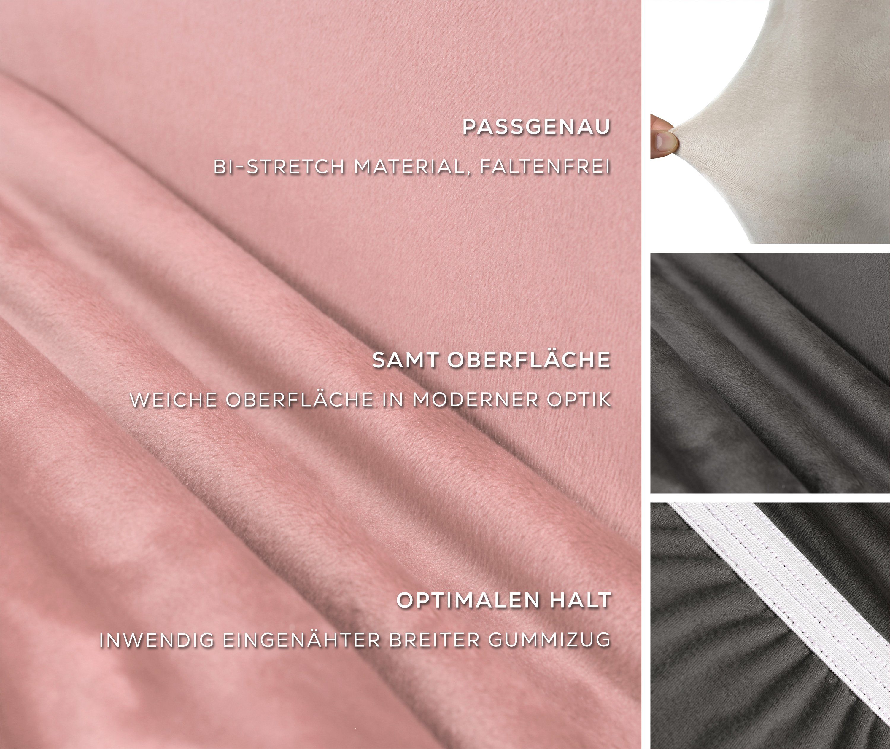 Beautex Stuhlhusse EVA Stuhlhusse Lang, elastische Uni Stretch-Husse Samt Mikrofaser
