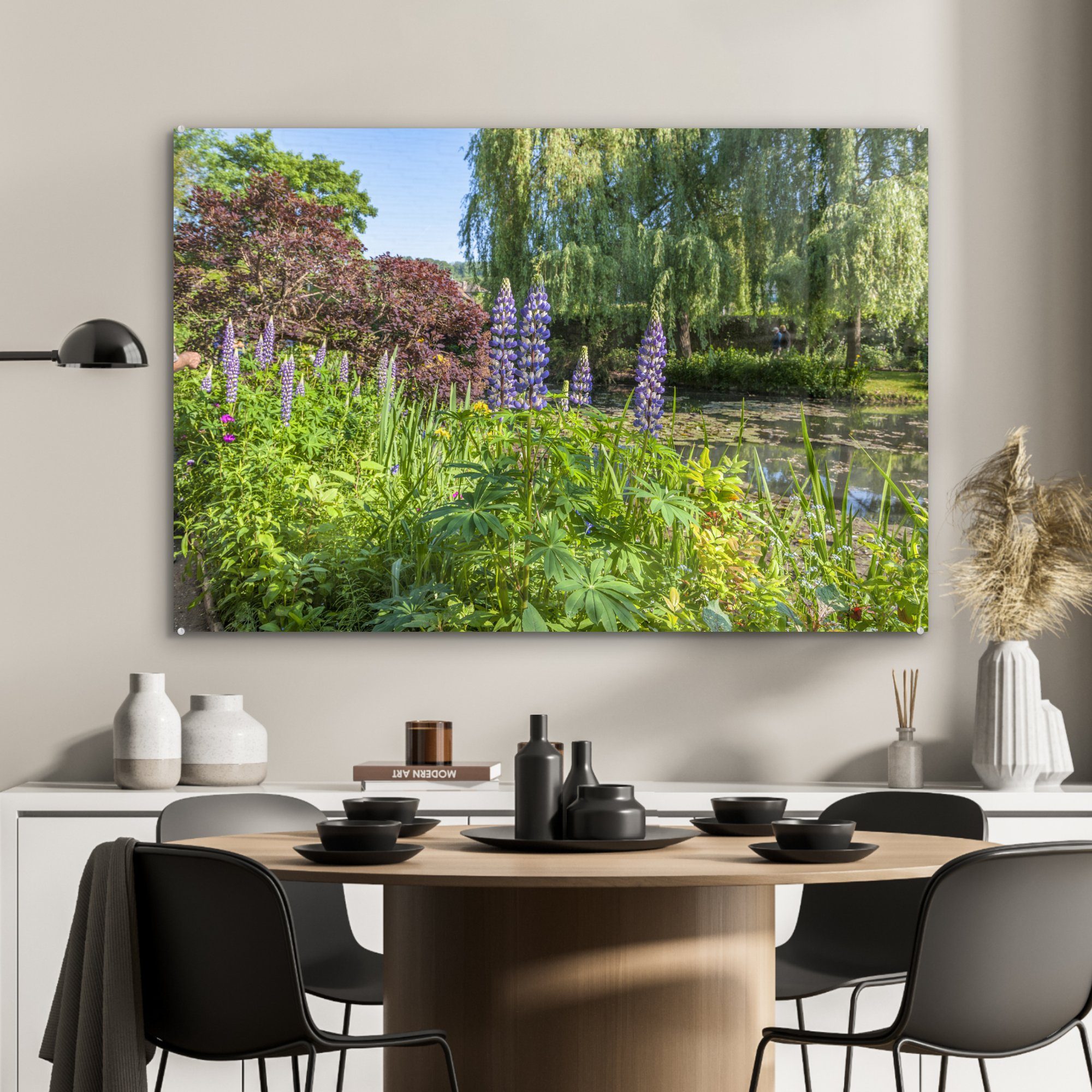 St), französischen Farben in Acrylglasbilder im Garten Europa, Wohnzimmer bunten (1 Garten mit Schlafzimmer Acrylglasbild MuchoWow Monet & von