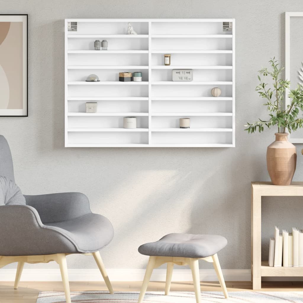 vidaXL Regal Vitrinenschrank Weiß 100x8,5x75 cm Holzwerkstoff, 1-tlg.