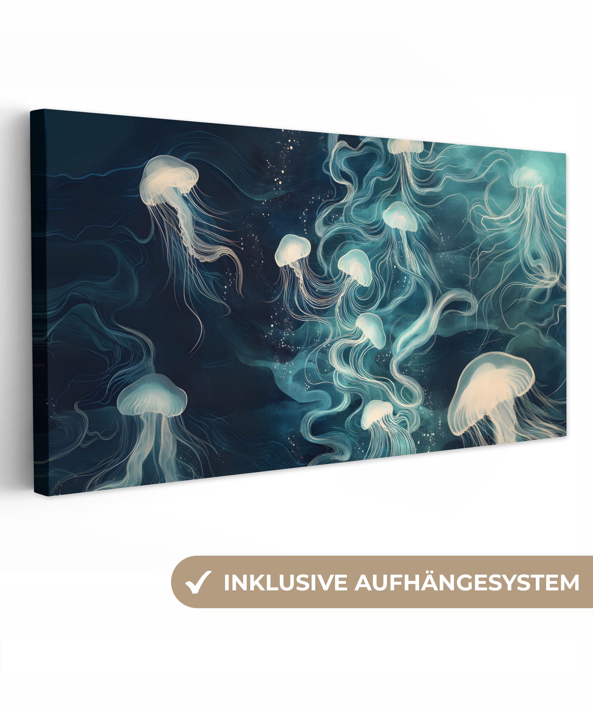 OneMillionCanvasses® Leinwandbild Panorama Qualle - Meer günstig online kaufen
