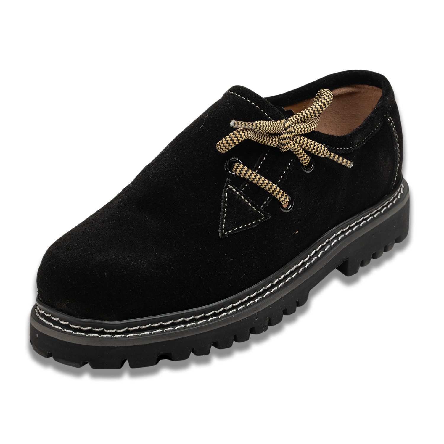 German Wear GW1800-VL Kinder Haferlschuh Jungen Mädchen Haferlschuhe Trachtenschuhe Schwarz/Dunkelbraun
