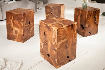 riess-ambiente Beistelltisch SQUARE 30cm natur, Massivholz · Würfel · Sitzhocker · Handmade · Teakholz